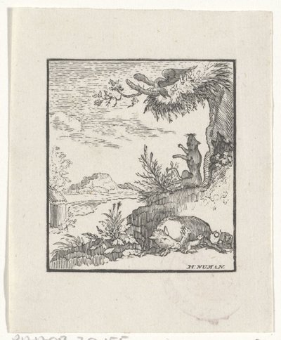 Representación de una historia de las fábulas de Esopo. de Hendrik Numan