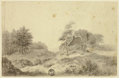 Cabaña en la colina de Hendrik Pieter Koekkoek