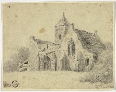 Iglesia de campo en ruinas de Hendrik Pieter Koekkoek