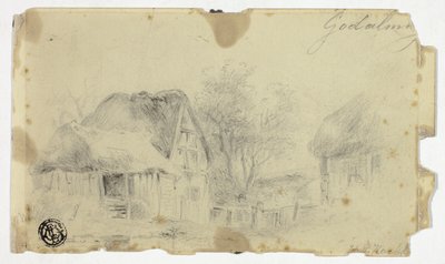 Casa con techo de paja de Hendrik Pieter Koekkoek