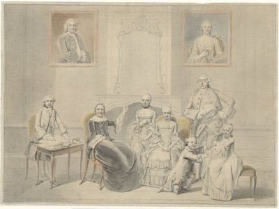 Los hijos de Pieter Cornelis Hasselaer y Clara Wendela Sautijn, cuyos retratos cuelgan en la pared, con su abuela Wendela Eleonora Reael de Hendrik Pothoven