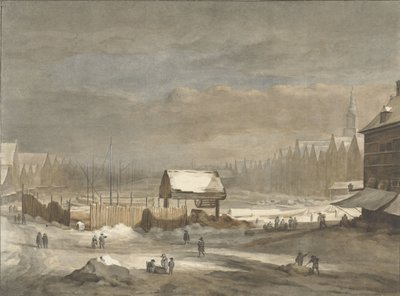 El Damrak en invierno de Hendrik Pothoven