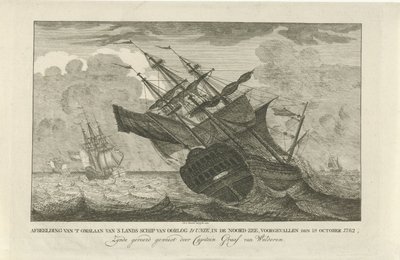 Pérdida del barco Unión, 1782
Ilustración de la zozobra del buque de guerra del país d