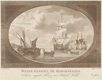 Barcos en aguas tranquilas Water Face, De Morgenstond (título sobre el objeto) de Hendrik Roosing