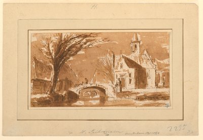 Dibujo, Ciudad sobre un canal, 1750-70 de Hendrik Spilman