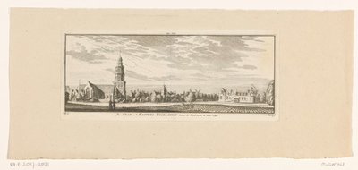 Vista de IJsselstein, 1774 La ciudad y el castillo de Ysselstein, vistos fuera de la puerta de Yssel. 1744 (título sobre el objeto) de Hendrik Spilman