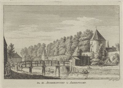 Vista de Sint Andriespoort en Amersfoort St. Andriespoort en Amersvoort (título sobre el objeto) de Hendrik Spilman