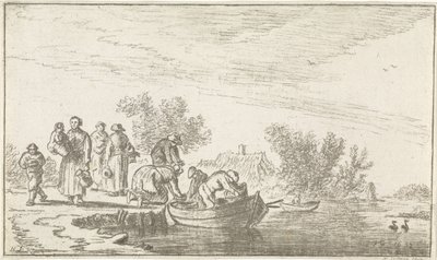 Vista al río con bote de remos amarrado de Hendrik Spilman