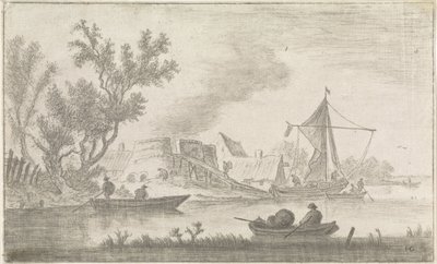 Vista al río con hornos de cal. de Hendrik Spilman