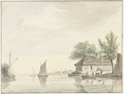 Paisaje fluvial con veleros. de Hendrik Spilman