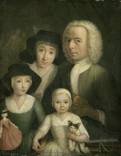 Autorretrato con su esposa Sanneke van Bommel y sus dos hijos de Hendrik Spilman