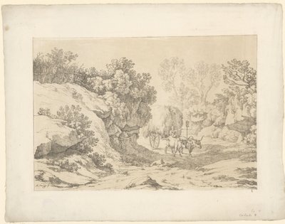 Carro de heno en el camino Tentamina Lithographica (título de la serie) Paisajes italianos (título de la serie) de Hendrik Voogd
