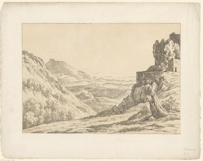Ruina con vista Tentamina Lithographica (título de la serie) Paisajes italianos (título de la serie) de Hendrik Voogd