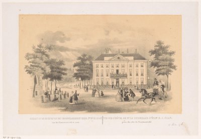 Vista desde el Tournooiveld de la Mansión de Dordrecht en La Haya alrededor de 1850
Vista desde el Tournooiveld de la casa del muy benévolo señor H. I. Caan (título en el objeto) de Hendrik Wilhelmus Last (attributed to)