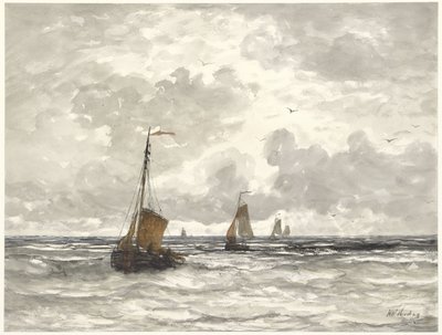 Barcos de pesca en las rompientes de Hendrik Willem Mesdag