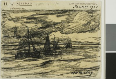 Barcos en el mar de Hendrik Willem Mesdag