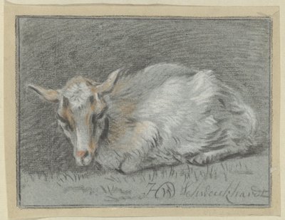 Cabra reclinada de Hendrik Willem Schweickhardt (signed by artist)
