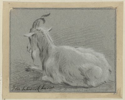 Cabra reclinada de Hendrik Willem Schweickhardt (signed by artist)