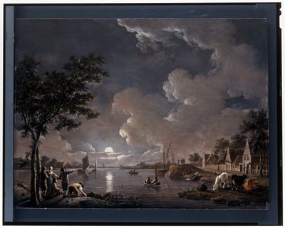 Paisaje fluvial a la luz de la luna de Hendrik Willem Schweickhardt