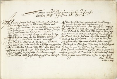 Himno en honor a Gesina ter Borch En honor a den Deugden-rijcke y den Konstlivende Juff: Gesina ter Borch (título sobre objeto) de Hendrik Wolfsen (signed by artist)