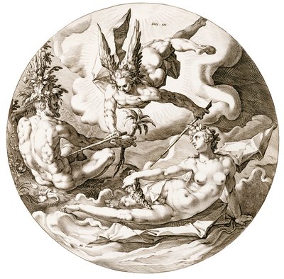 Día III, La Separación de las Aguas, de la serie Los Seis Días de la Creación, 1589 de Hendrik after Goltzius