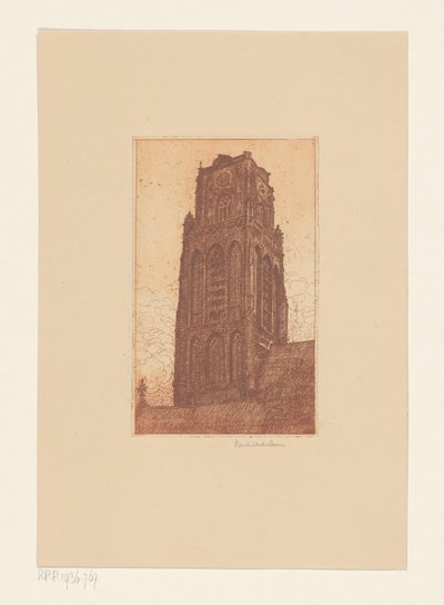 Estudio de la torre de una iglesia de Hendrik de Boer (signed by artist)