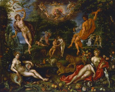 Paraíso terrenal, c.1607 (óleo sobre lienzo) de Hendrik de Fromantiou