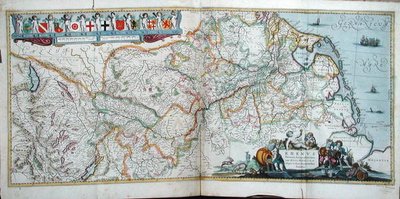 Mapa del curso del río Rin, de 