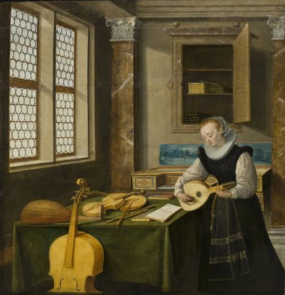 Dama tocando el laúd de Hendrik van (c.1580 1649) Steenwyk