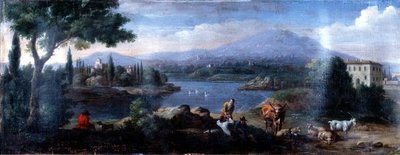 Paisaje italianizante, con pastores descansando de Hendrik van (studio of) Lint