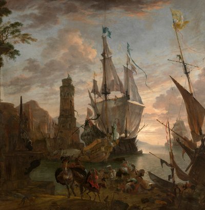 Oriental Seaport (óleo sobre lienzo) de Hendrik van Minderhout