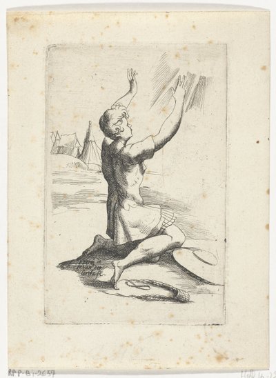 Knielende David Libreto de varias figuritas diseñadas por Fran. parmensis et conservado en la Colección Arondelyna, 1638 (título de la serie) de Hendrik van der Borcht (II)