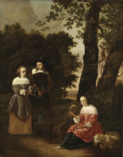 Una pareja y una pastora en un paisaje, 1661 de Hendrik van der Burgh