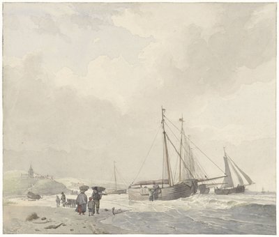 Vista de la playa cerca de Scheveningen de Hendrikus van de Sande Bakhuyzen