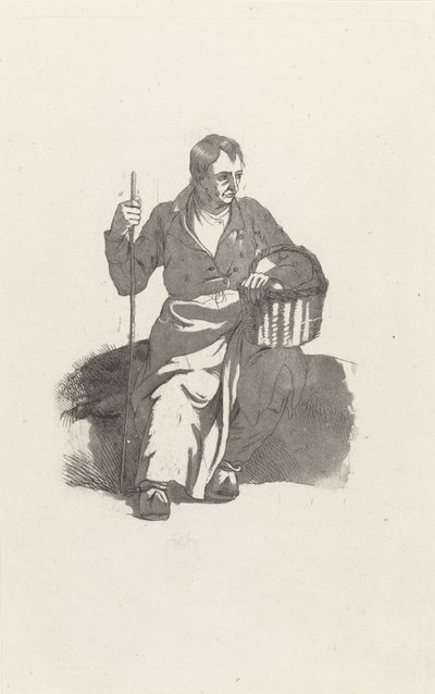 Hombre sentado con cesta de Hendrikus van de Sande Bakhuyzen