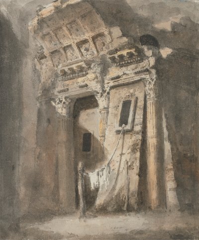 Arco en ruinas con una línea de lavado, posiblemente en Roma de Heneage Finch fourth Earl of Aylesford
