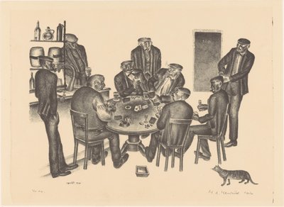 Hombres jugando a las cartas en un bar de Henk Henriët (signed by artist)