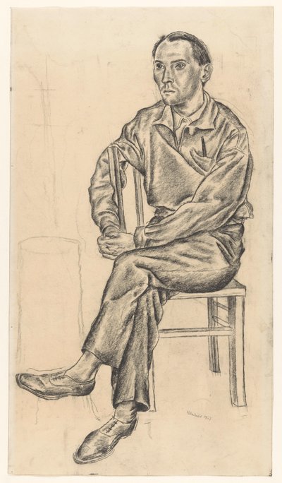 Hombre sentado en una silla de Henk Henriët (signed by artist)