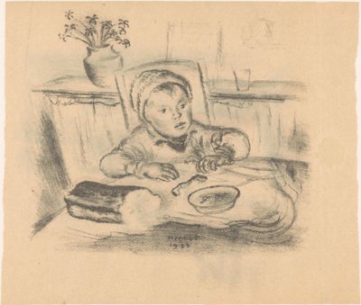 Niño con sombrero en la mesa de Henk Henriët