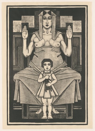 Composición estilizada con un niño delante de una mujer sentada de Henk Schilling