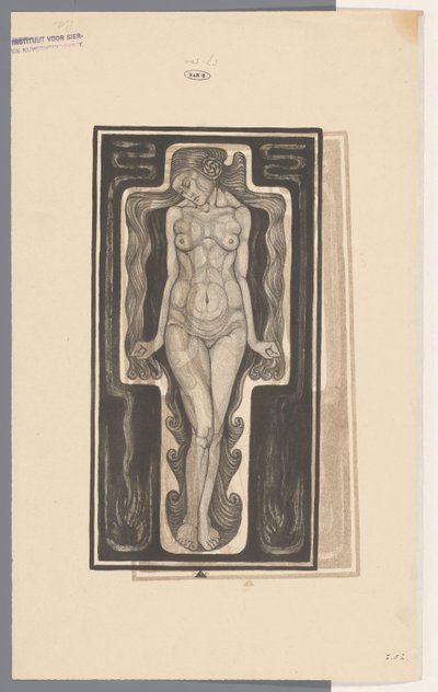 Mujer desnuda de pie con pelo largo
Psique errante (título en el objeto) de Henk Schilling