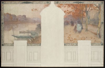 Boceto para el Ayuntamiento de Asnières: Otoño, el Sena en Asnières, hacia 1900 (óleo sobre tinta sobre lienzo) de Henri Gaston Darien