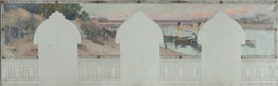 Boceto para el Ayuntamiento de Asnières: Verano. El Sena en Asnières, hacia 1900 (óleo sobre tinta sobre lienzo) de Henri Gaston Darien