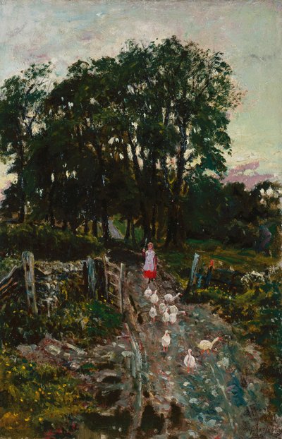 Niña con Patos de Henri Joseph Harpignies