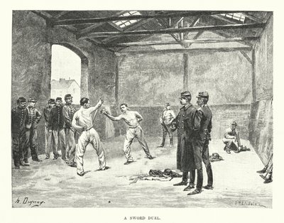 Duelo de espadas (grabado) de Henri-Louis Dupray