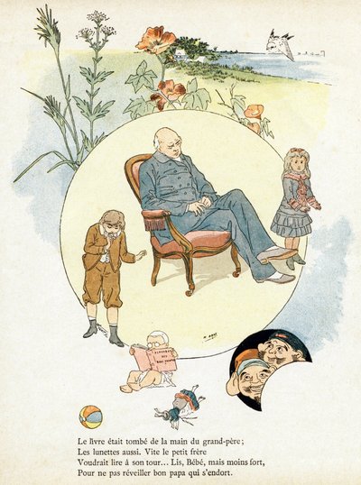 Grabado en "Alfabeto de los buenos ejemplos". Jules Levy, editor. Ilustraciones de Henri Boulanger, alias Henri Gray. Textos de la Sra. P. Boulanger. Grabado e impresión por Ch. Gillot, 79 rue Madame, París. Alrededor de 1890. Encuentra en cada imagen el i de Henri  Gray