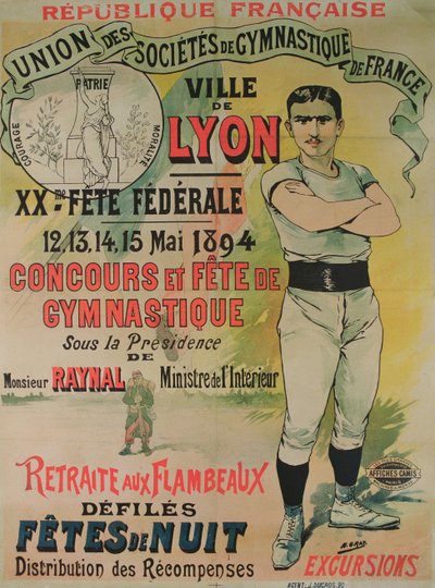 Póster publicitario de un concurso de gimnasia en Lyon de Henri  Gray