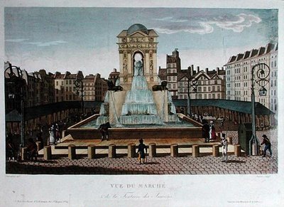 Vista del Marche des Innocents, grabado por Eugene Dubois, c.1815-20 de Henri (after) Courvoisier Voisin