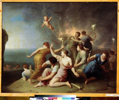 La Odisea de Homero : "Ninfas quemando la nave de Telémaco" Pintura de Henri Antoine de Favannes (1668-1752) 1746 Museo Pushkin Moscú de Henri Antoine de Favannes