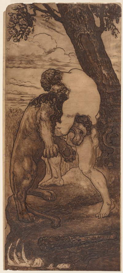 Hércules y el león de Nemea de Henri Arthur Lefort des Ylouses